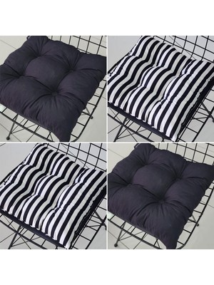 Babynest Dünyası 4'lü Takım Pofidik Kare Sandalye Minderi 40X40CM Çizgi Syah