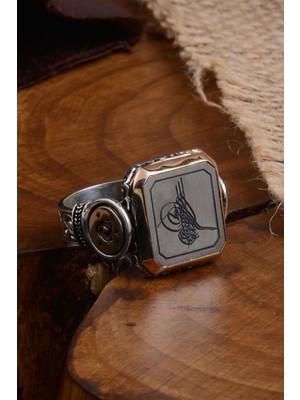 Vogutima Çift Başlı Selçuklu Kartalı Oval Model Yanında Hiç Yazılı Erkek Gümüş Yüzük