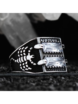 Vogutima Zirkon Taşlı Akrep Desen Işlemeli Özel Seri Erkek Gümüş Yüzük