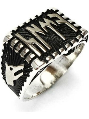 Vogutima Göktürkçe Türk Yazılı Gümüş Erkek Yüzük