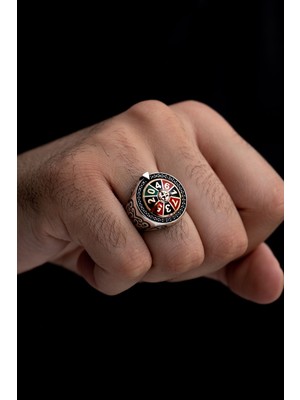 Vogutima Islam Usta Tasarımı Osmanlı Arması Girift Model 1 Gümüş Erkek Yüzük