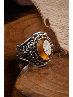 Vogutima Çift Başlı Selçuklu Kartalı Oval Model Yanında Hilal Yıldız Motif Erkek Gümüş Yüzük