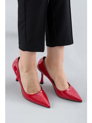 Stilbagshoes Lilia Stiletto Kadın Topuklu Ayakkabı Rugan Kırmızı