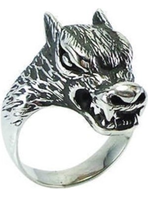 Vogutima Kurt Başı Gümüş Erkek Yüzüğü