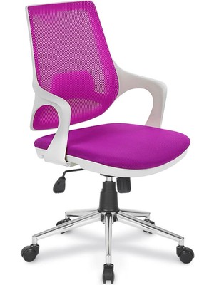 OfisRise Sugar Beyaz Çalışma Koltuğu Krom Yıldız Ayak Tek Kol Mekanizma