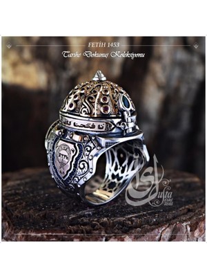 Vogutima Altın Yaldızlı Ayyıldız Gümüş Erkek Yüzük