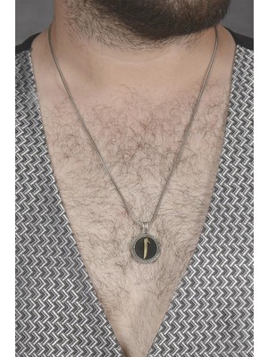 Vogutima Elif Yuvarlak Model Gümüş Erkek Kolye Gklyvrlkmdl-Alt