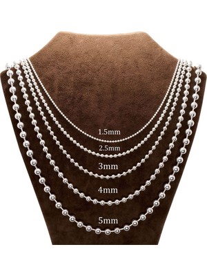 Vogutima - 1,5mm Top Zincir Model 925 Ayar Gümüş Erkek Kolye Zincir 24007980414