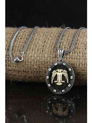 Vogutima Selçuklu Kartalı Oval Model Gümüş Erkek Kolye