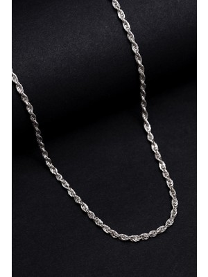 Vogutima - 3mm Burma Model Halat Gümüş Kolye Zincir Gklhltburma-Gms