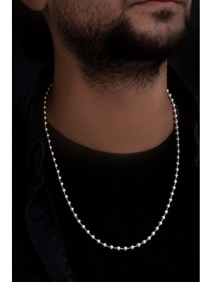 Vogutima - 4mm Top Zincir Model 925 Ayar Gümüş Erkek Kolye Zincir 24007980414