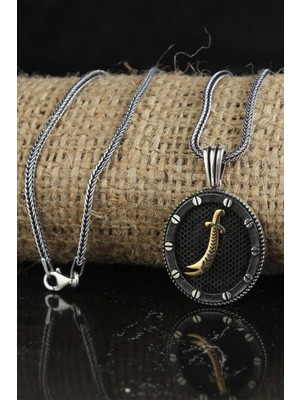 Vogutima Hz. Ali Kılıcı Zülfikar Oval Model Gümüş Erkek Kolye