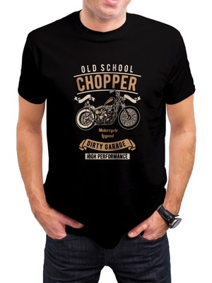 T-35 Chopper Motor Baskılı Siyah Unisex T-Shirt C296