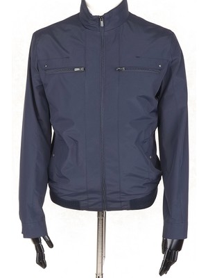 Jan Carlucci Slimfit Beli Lastikli Lacivert Yazlık Ince Mont