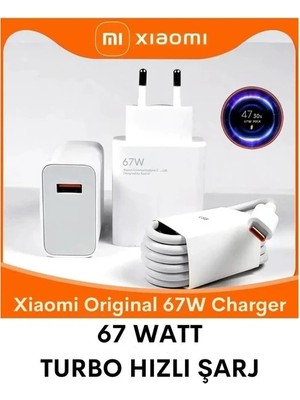 Xiaomi Orjinal 67W (Watt) Turbo + Hızlı Şarj Aleti Adaptörü + Kablo Seti Orijinal