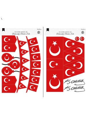 Kidspartim Dekoratif Milli Bayramlar Sticker Set 35X50 cm 2 Li