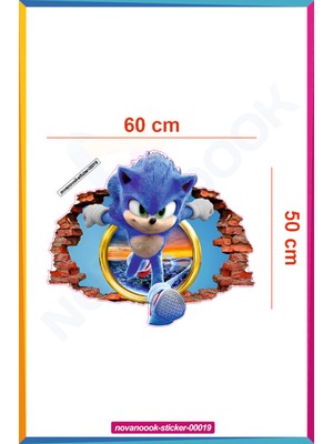 Nova Noook Sonic 3D Çocuk Odası Yatak Başı Grafiti Kirpi Sonic (STICKER-00019)