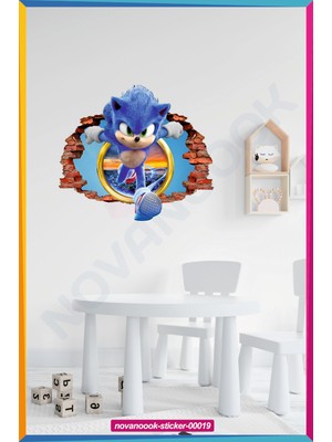 Nova Noook Sonic 3D Çocuk Odası Yatak Başı Grafiti Kirpi Sonic (STICKER-00019)