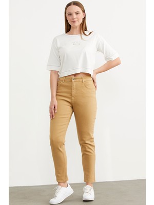 Sementa Likralı Fit Mom Jean - Kamel