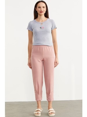 Sementa Paça Büzgü Detaylı Krep Pantolon - Pembe