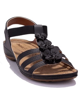 Polaris 157362BB Siyah Ortopedik Günlük  Kadın Sandalet