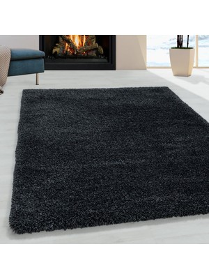 Carpettex Yumuşak Süpersoft Yüksek Tüylü 30 mm Hav Yüksekliğinde Düz Gri-Beyaz Antrasit Renkli Shaggy Halı