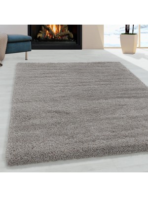 Carpettex Yumuşak Süpersoft Yüksek Tüylü 30 mm Hav Yüksekliğinde Düz Bej Renkli Shaggy Halı