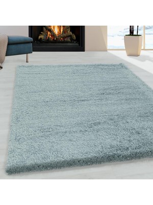 Carpettex Yumuşak Süpersoft Yüksek Tüylü 30 mm Hav Yüksekliğinde Düz Aqua Mavi Renkli Shaggy Halı