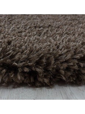 Carpettex Yumuşak Süpersoft Yüksek Tüylü 30 mm Hav Yüksekliğinde Düz Kahverengi Renkli Shaggy Halı