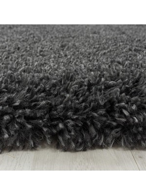 Carpettex Yumuşak Süpersoft Yüksek Tüylü 30 mm Hav Yüksekliğinde Düz Koyu Gri Renkli Shaggy Halı