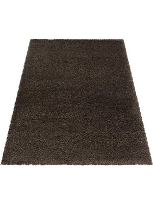 Carpettex Yumuşak Süpersoft Yüksek Tüylü 30 mm Hav Yüksekliğinde Düz Kahverengi Renkli Shaggy Halı