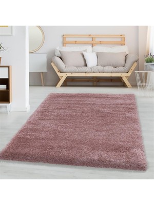 Carpettex Yumuşak Süpersoft Yüksek Tüylü 30 mm Hav Yüksekliğinde Düz Gül Kurusu Renkli Shaggy Halı