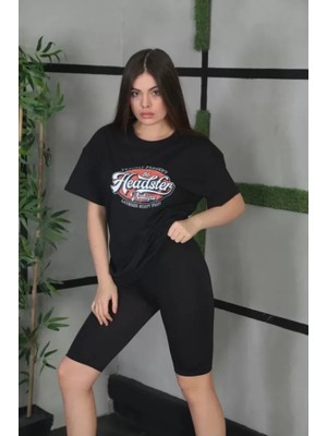 Stock Mount Unisex Baskılı Oversize T-Shirt - Siyah