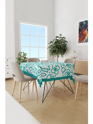 Moud's Beyaz Flora Serisi Desenli Süet Dertsiz Masa Örtüsü