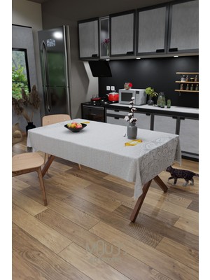 Moud's Ramazan Beyaz Lamba Desenli Süet Kumaş Dertsiz Masa Örtüsü Kare ve Dikdörtgen Ramadan