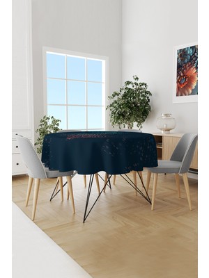 Moud's Coder Color Desenli Yuvarlak Süet Dertsiz Masa Örtüsü