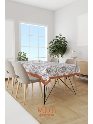 Moud's Kompleks Daire Islamik Desenli Süet Kumaş Dertsiz Masa Örtüsü Kare ve Dikdörtgen