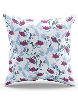 Moud's Çift Tarafı Baskılı Mor Karanfil Desenli Süet Kırlent Kılıfı - PL922