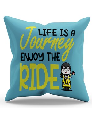 Moud's Çift Tarafı Baskılı Scooter Kedi-2 Desenli Süet Kırlent Kılıfı - PL800