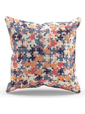 Moud's Çift Tarafı Baskılı Mozaik Desenli Süet Kırlent Kılıfı