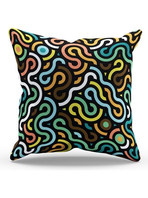 Moud's Çift Tarafı Baskılı Rounds Desenli Süet Kırlent Kılıfı