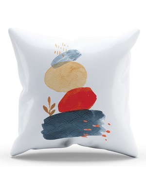 Moud's Çift Tarafı Baskılı Japon Taşı - 1 Desenli Süet Kırlent Kılıfı