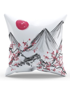 Moud's Çift Tarafı Baskılı Blossom Japan - 3 Desenli Süet Kırlent Kılıfı