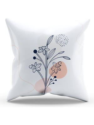 Moud's Çift Tarafı Baskılı Basic Flower-4 Desenli Süet Kırlent Kılıfı