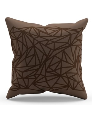 Moud's Çift Tarafı Baskılı Kahverengi Trend Color Desenli Süet Kırlent Kılıfı