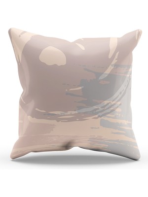 Moud's Çift Tarafı Baskılı Kahverengi Fırça - 1 Desenli Süet Kırlent Kılıfı