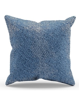 Moud's Çift Tarafı Baskılı Blue Jean Kot Desenli Süet Kırlent Kılıfı
