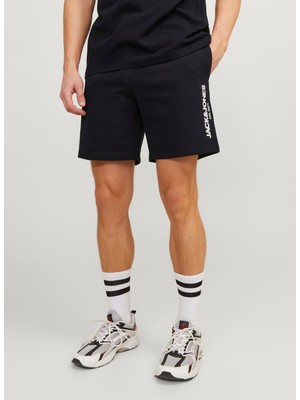 Jack & Jones Regular Fit Siyah Erkek Sweat Şort Jpstgale Sweat Shorts Naf