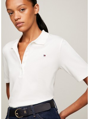 Tommy Hilfiger Beyaz Kadın Polo T-Shirt 1985 Reg Pıque Polo Ss