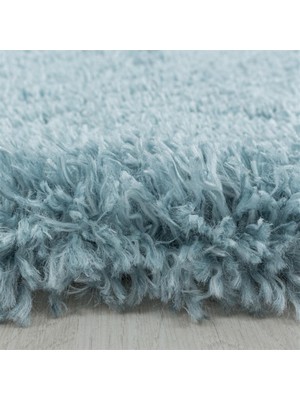 Carpettex Yuvarlak Halı Yumuşak Süpersoft Yüksek Tüylü 30 mm Hav Yüksekliğinde Düz Açık Mavi Renkli Shaggy Halı